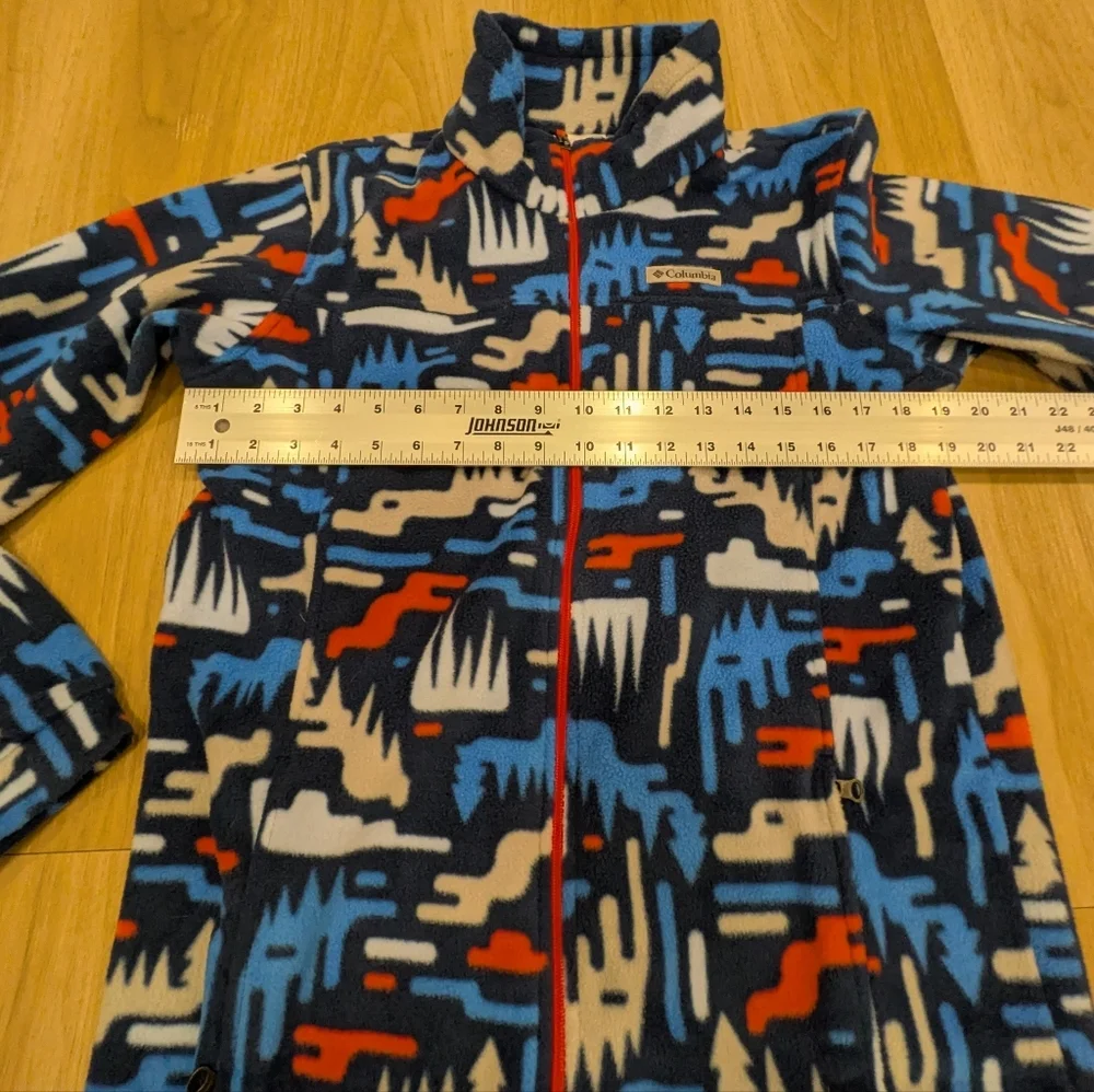 Boys Patterned Slopes Blue Zip Up Fleece Size XL